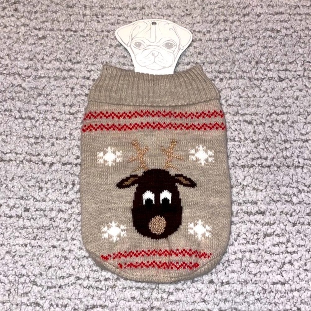 NWT H&M Dog Reindeer Holiday Turtleneck Sweater, Size S-12